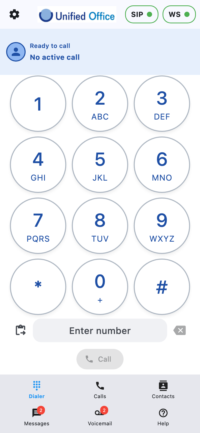 Dialer tab (idle)
